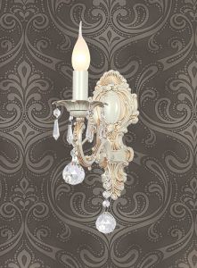 1308-1W Favourite Бра хрустальное Gesso, 1 лампа, белый, золото, прозрачный 